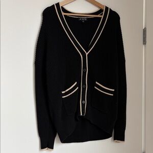 J. Crew Black Cardigan with Cream Trim